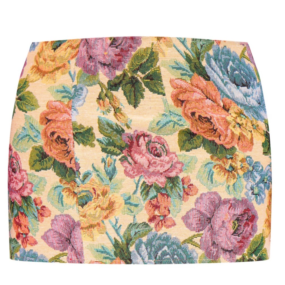Floral print jacquard mini skirt